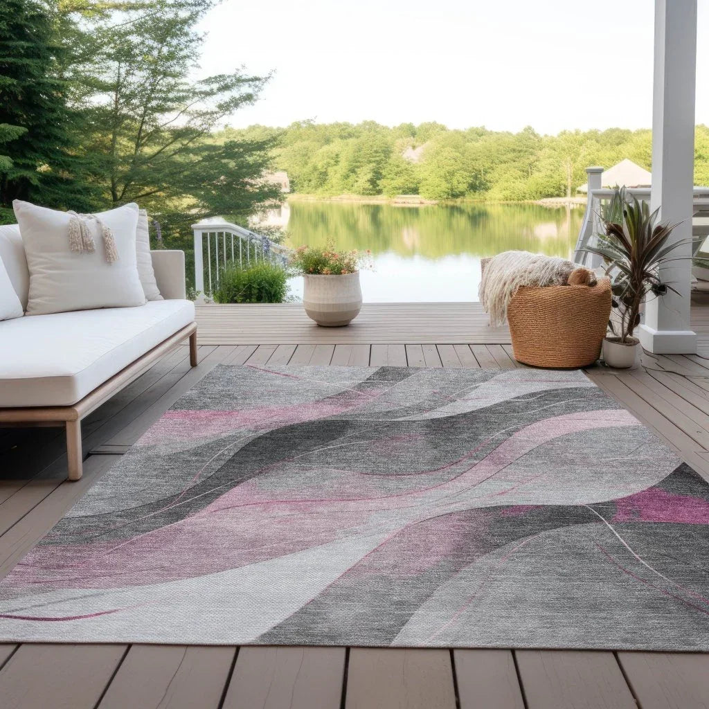 Aelien Pink Washable Indoor - Outdoor Rug - LOOMLAN - LOOMLAN Rugs - Outdoor Rugs
