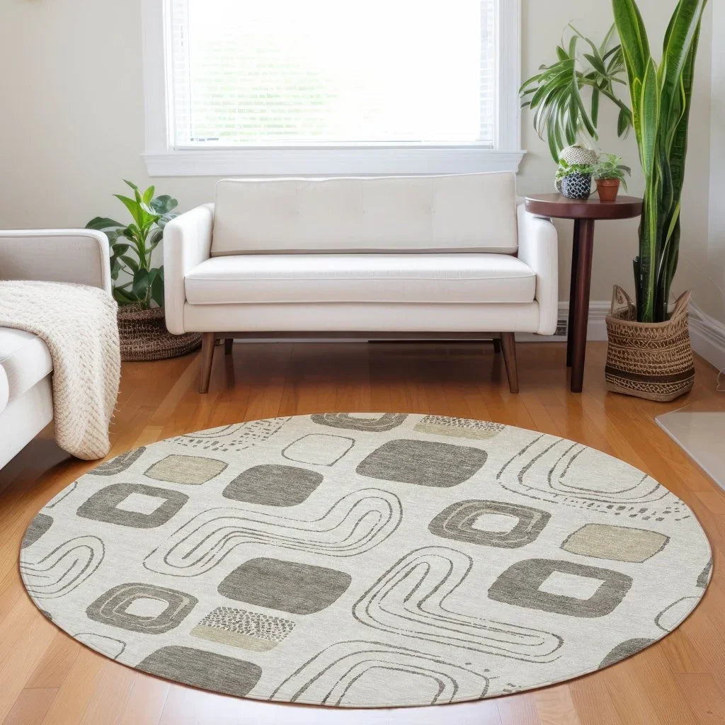 Aelira Brown Washable Indoor - Outdoor Rug - LOOMLAN - LOOMLAN Rugs - Outdoor Rugs