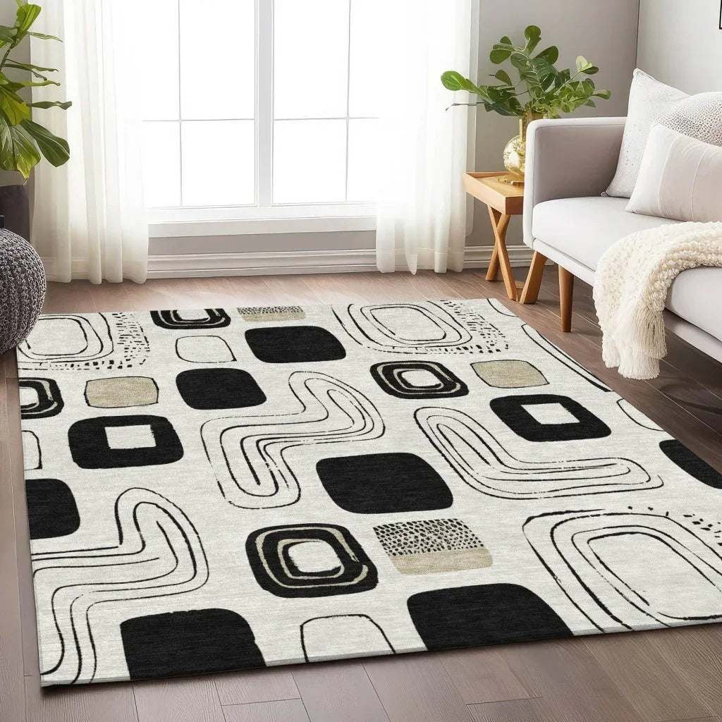 Aelira Ivory Washable Indoor - Outdoor Rug - LOOMLAN - LOOMLAN Rugs - Outdoor Rugs