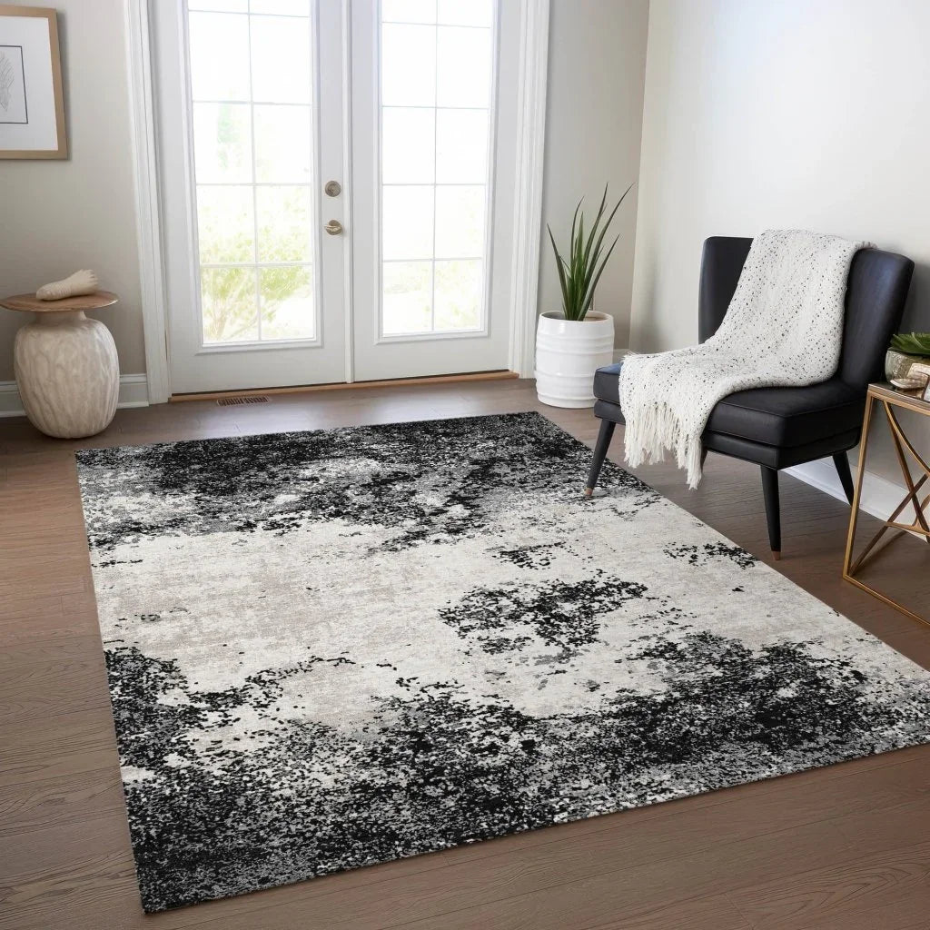 Aera Black Washable Indoor - Outdoor Rug - LOOMLAN - LOOMLAN Rugs - Outdoor Rugs