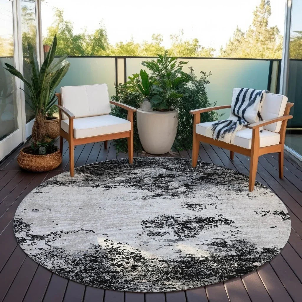 Aera Black Washable Indoor - Outdoor Rug - LOOMLAN - LOOMLAN Rugs - Outdoor Rugs