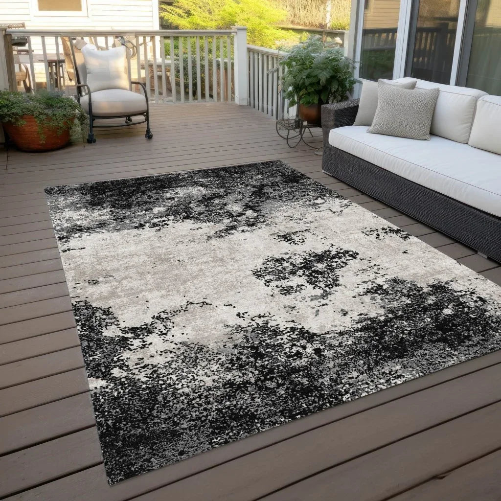Aera Black Washable Indoor - Outdoor Rug - LOOMLAN - LOOMLAN Rugs - Outdoor Rugs
