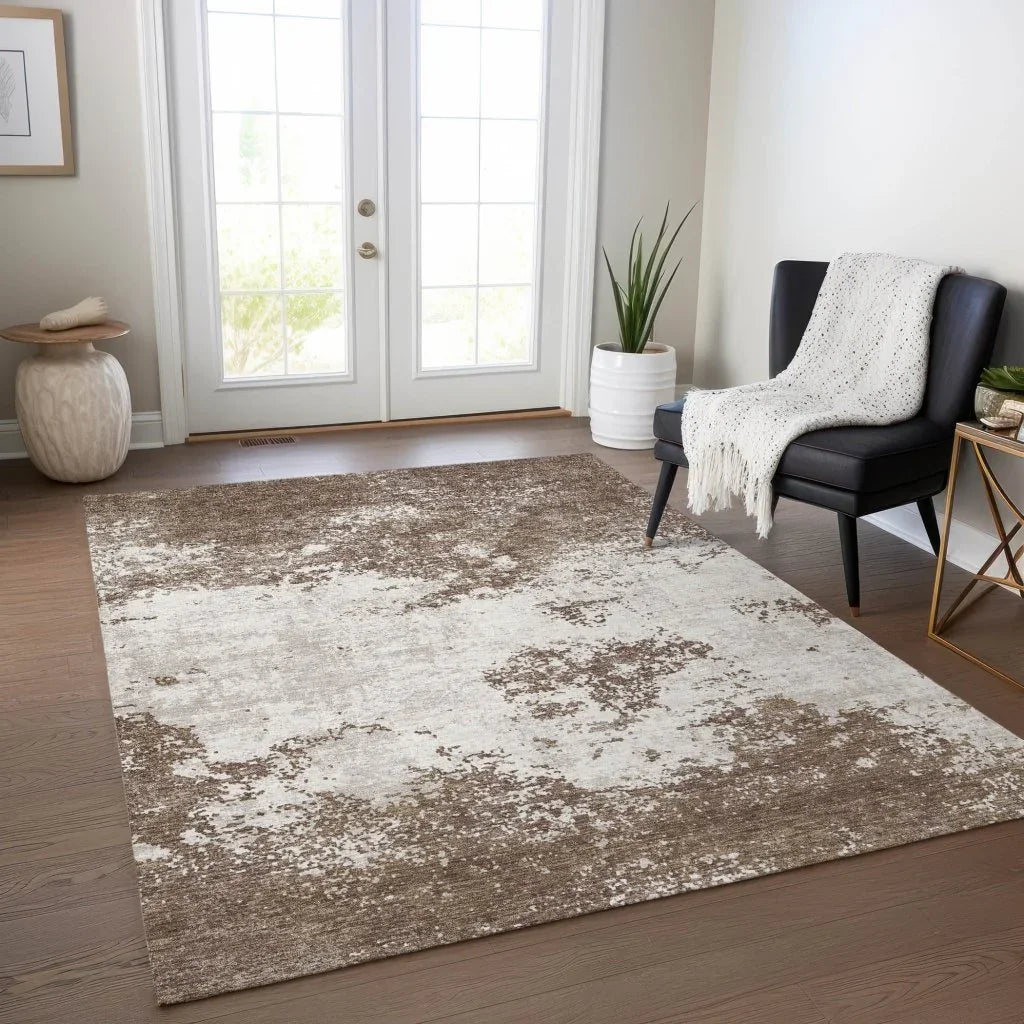Aera Brown Washable Indoor - Outdoor Rug - LOOMLAN - LOOMLAN Rugs - Outdoor Rugs