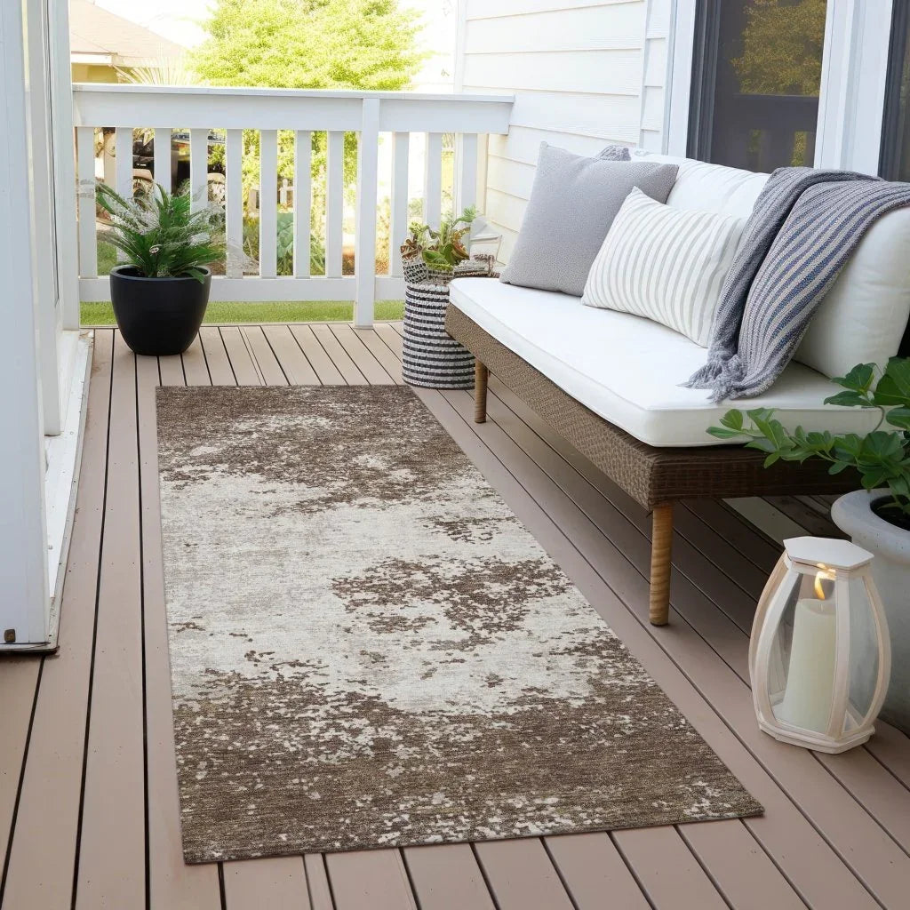 Aera Brown Washable Indoor - Outdoor Rug - LOOMLAN - LOOMLAN Rugs - Outdoor Rugs