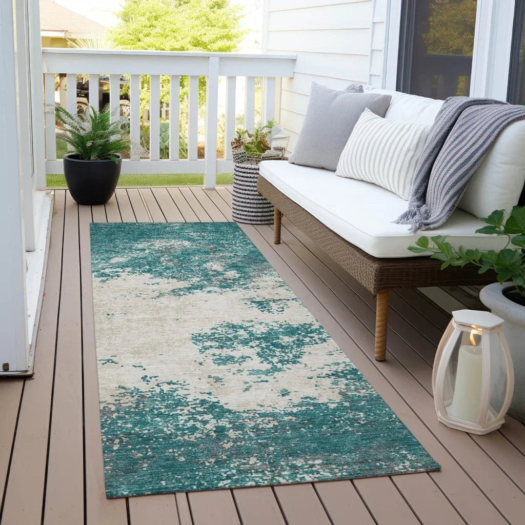 LOOMLAN Rugs Aera Teal Washable Indoor-Outdoor Rug