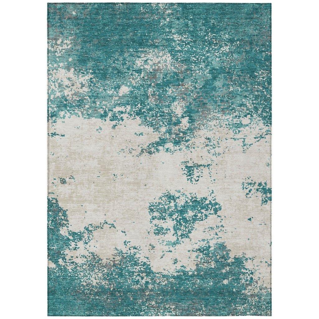 LOOMLAN Rugs Aera Teal Washable Indoor-Outdoor Rug
