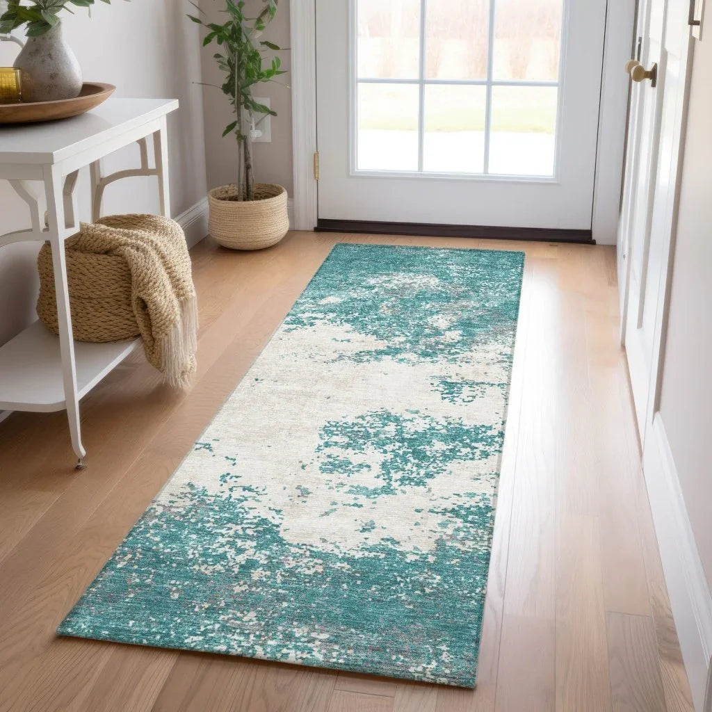 LOOMLAN Rugs Aera Teal Washable Indoor-Outdoor Rug