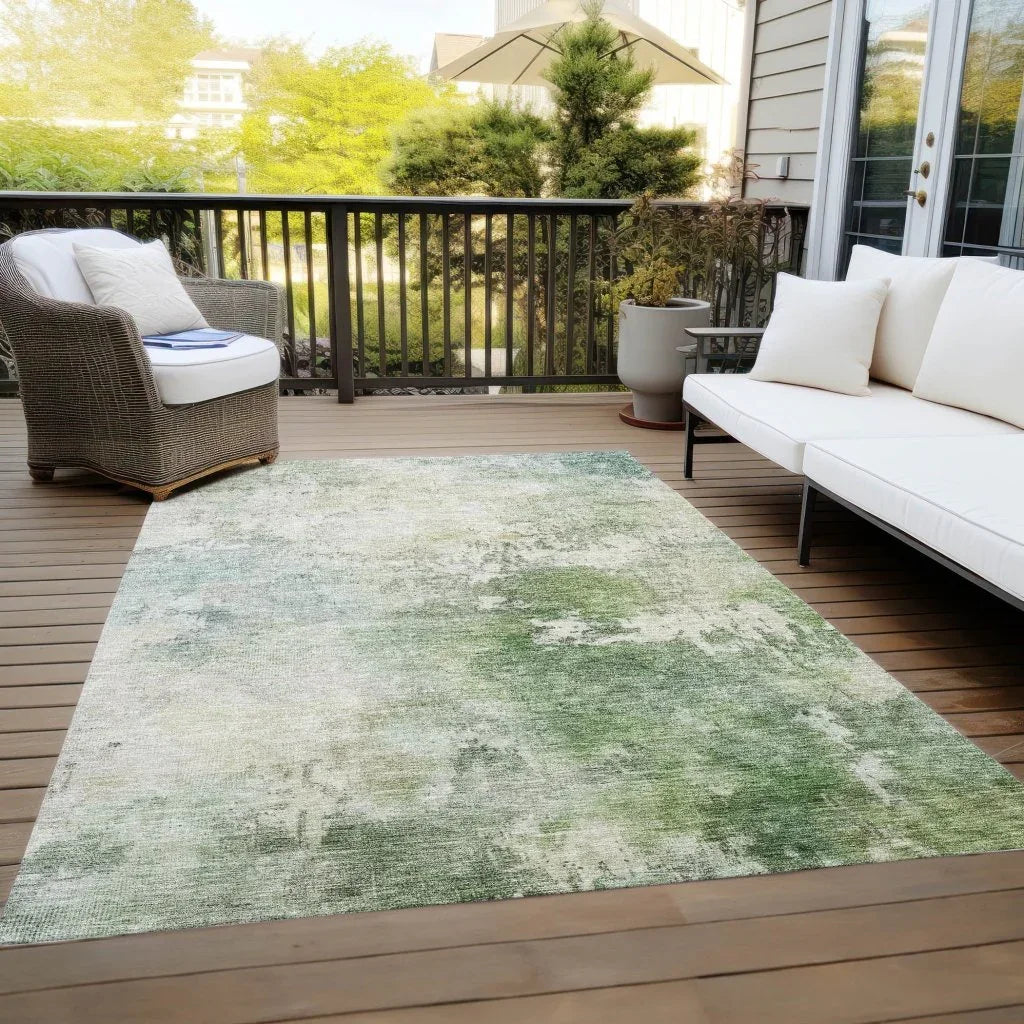 LOOMLAN Rugs Agatha Green Washable Indoor-Outdoor Rug