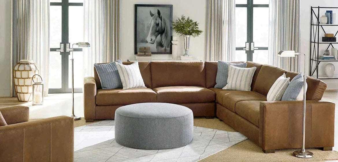 Alabama Symmetrical Leather Sectional Sofa Made to Order - Uptown Sebastian