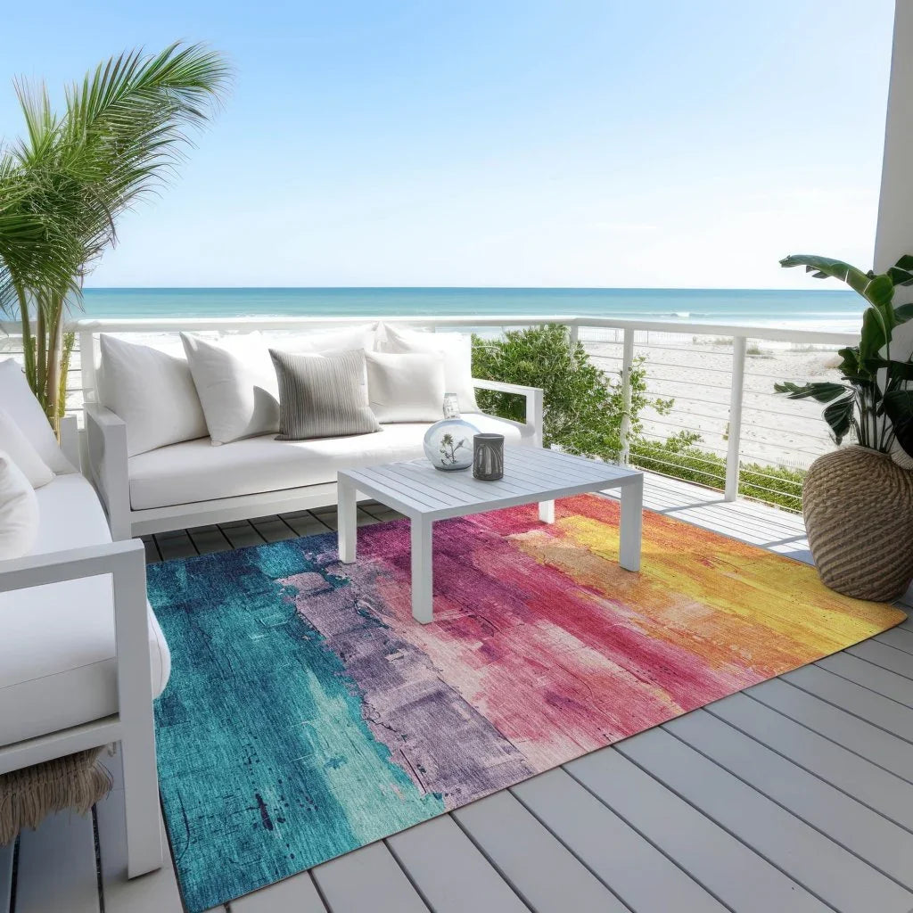 LOOMLAN Rugs Alderra Red Washable Indoor-Outdoor Rug