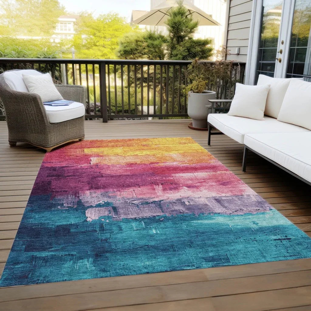 LOOMLAN Rugs Alderra Red Washable Indoor-Outdoor Rug