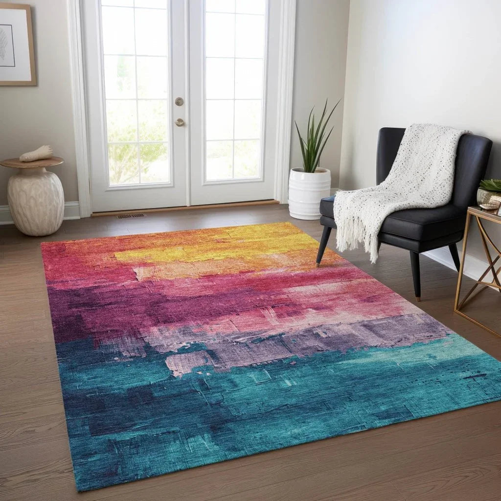 LOOMLAN Rugs Alderra Red Washable Indoor-Outdoor Rug