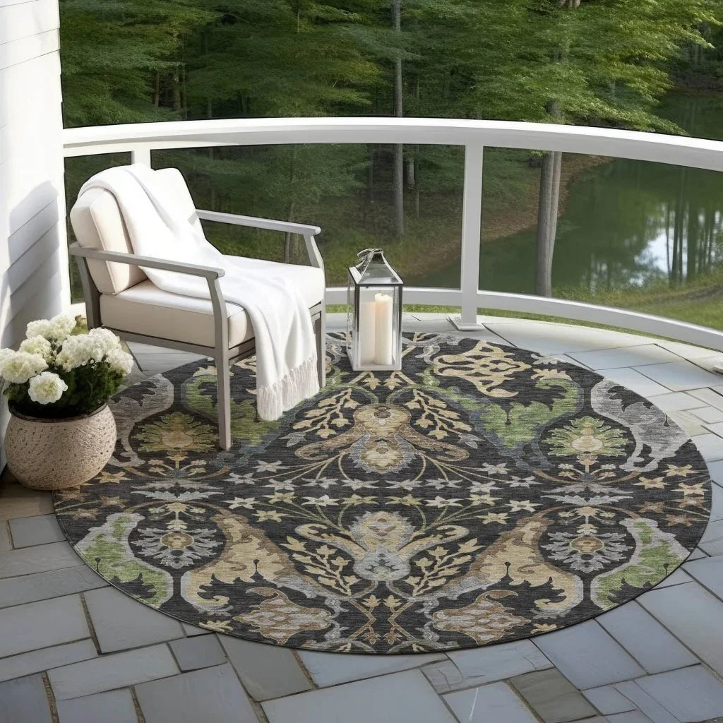 LOOMLAN Rugs Alfreda Black Washable Indoor-Outdoor Rug