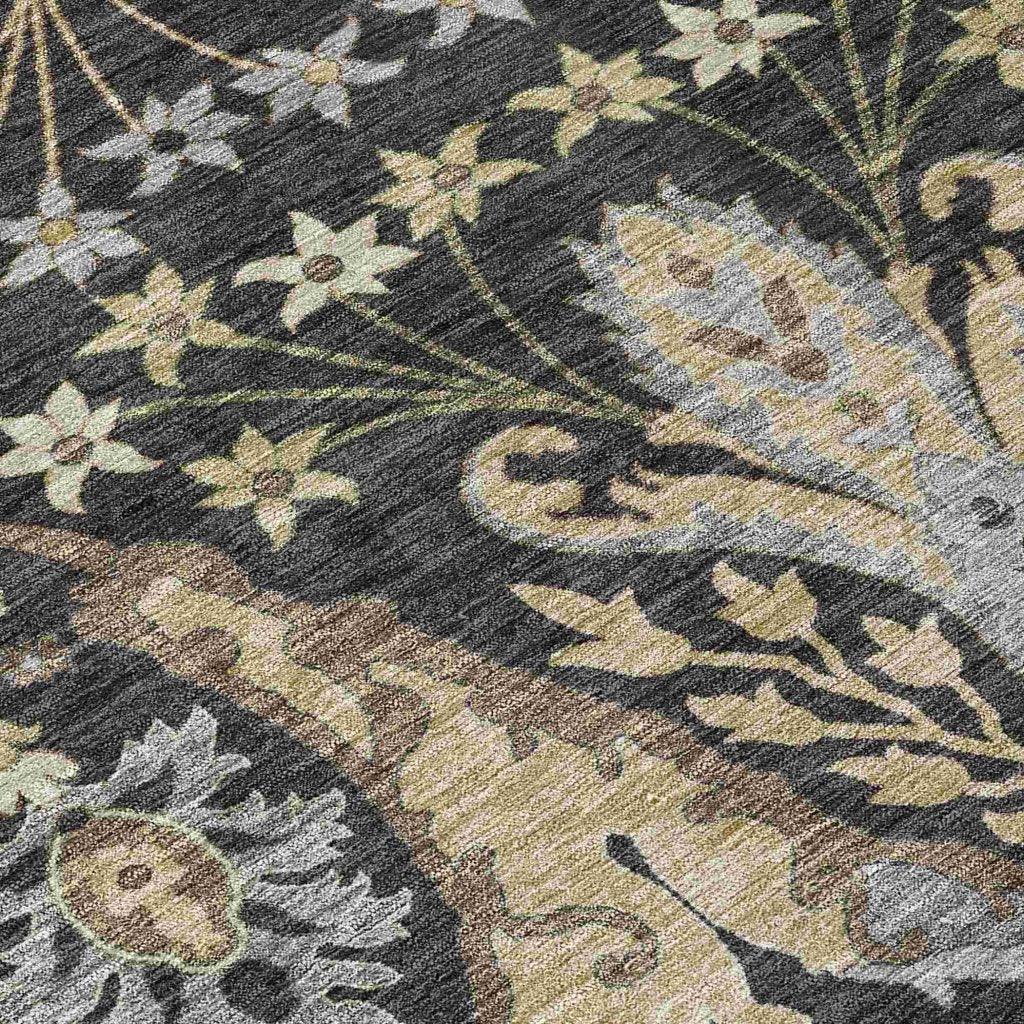 LOOMLAN Rugs Alfreda Black Washable Indoor-Outdoor Rug