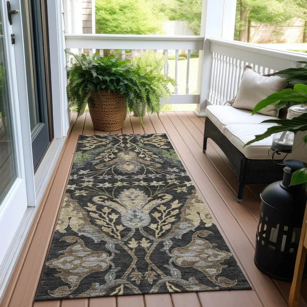LOOMLAN Rugs Alfreda Black Washable Indoor-Outdoor Rug