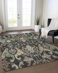 LOOMLAN Rugs Alfreda Black Washable Indoor-Outdoor Rug