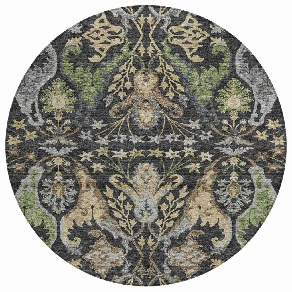 LOOMLAN Rugs Alfreda Black Washable Indoor-Outdoor Rug