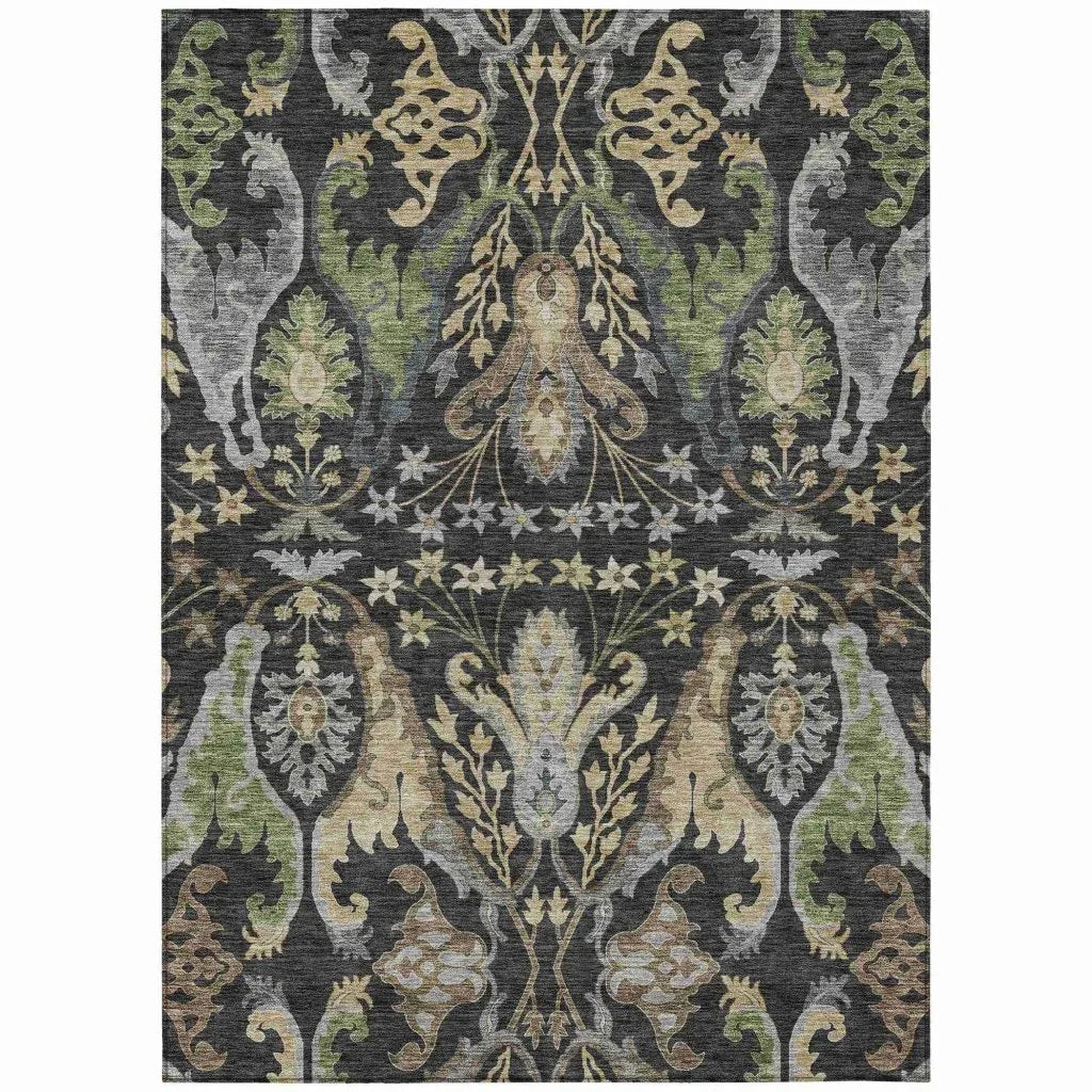 LOOMLAN Rugs Alfreda Black Washable Indoor-Outdoor Rug