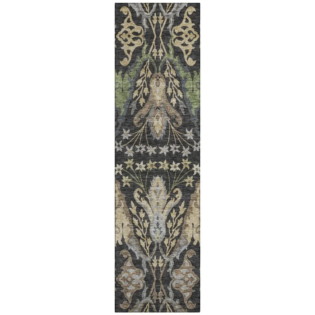 LOOMLAN Rugs Alfreda Black Washable Indoor-Outdoor Rug