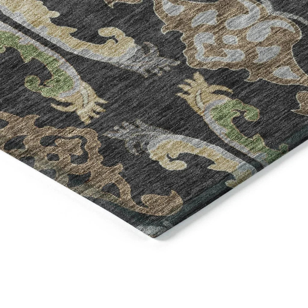 LOOMLAN Rugs Alfreda Black Washable Indoor-Outdoor Rug