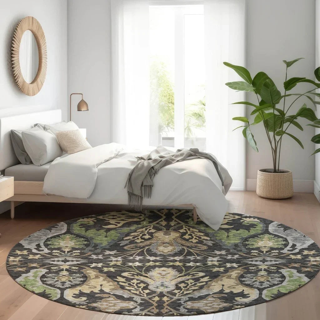 LOOMLAN Rugs Alfreda Black Washable Indoor-Outdoor Rug