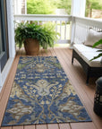 LOOMLAN Rugs Alfreda Blue Washable Indoor-Outdoor Rug