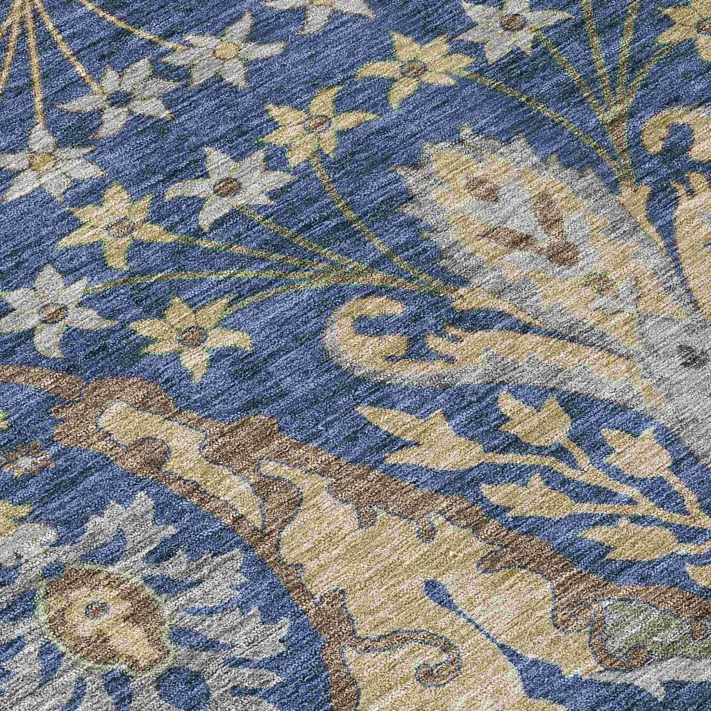 LOOMLAN Rugs Alfreda Blue Washable Indoor-Outdoor Rug