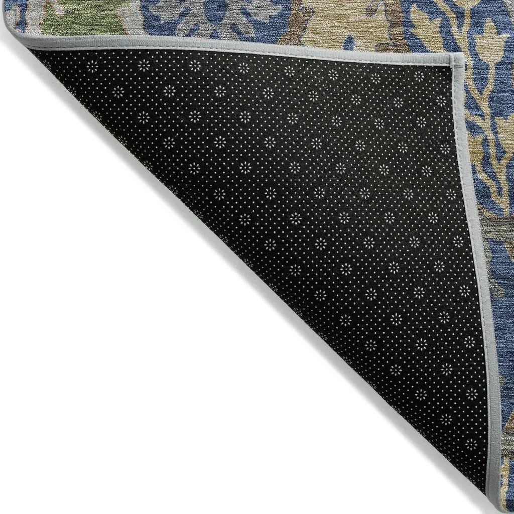 LOOMLAN Rugs Alfreda Blue Washable Indoor-Outdoor Rug