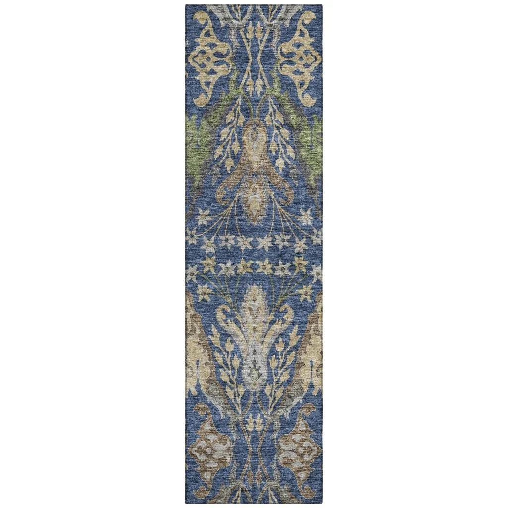 LOOMLAN Rugs Alfreda Blue Washable Indoor-Outdoor Rug