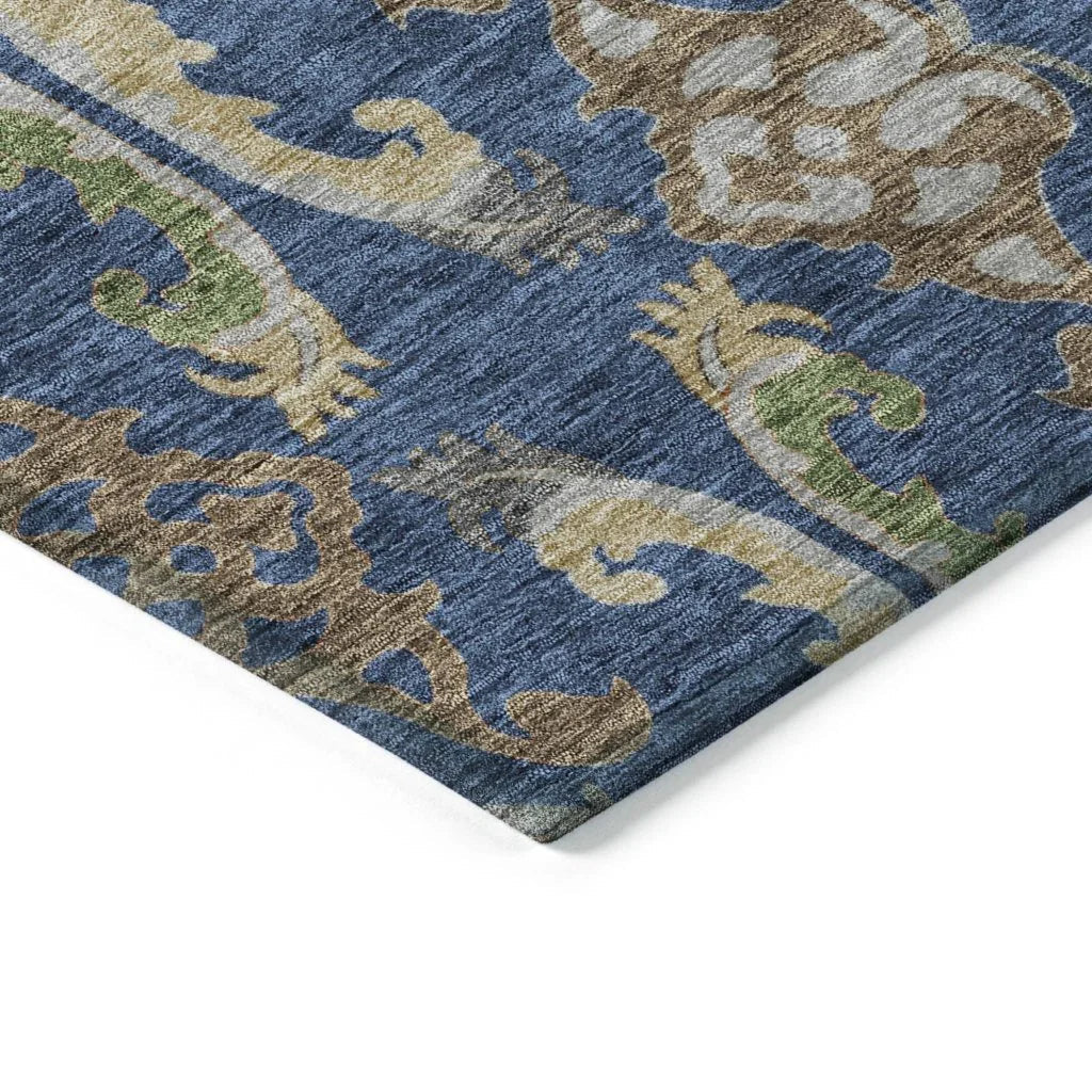 LOOMLAN Rugs Alfreda Blue Washable Indoor-Outdoor Rug