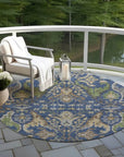 LOOMLAN Rugs Alfreda Blue Washable Indoor-Outdoor Rug