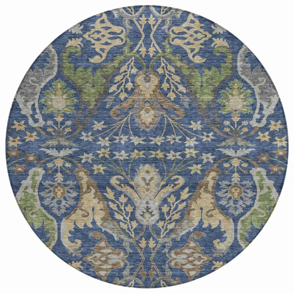 LOOMLAN Rugs Alfreda Blue Washable Indoor-Outdoor Rug