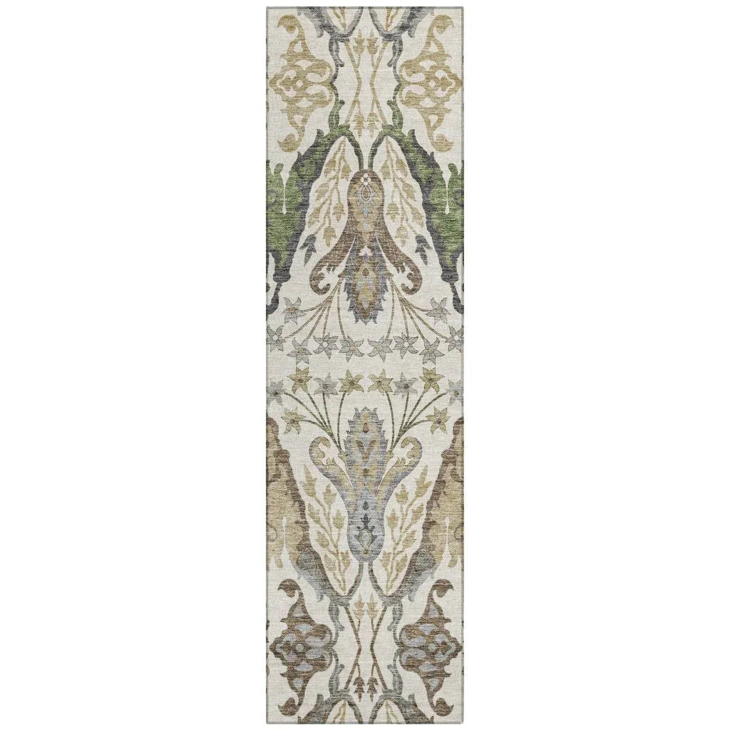 LOOMLAN Rugs Alfreda Ivory Washable Indoor-Outdoor Rug