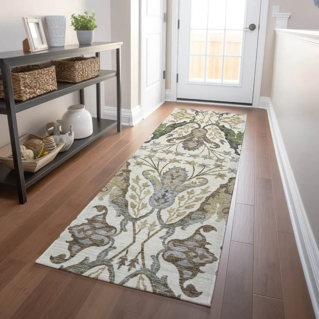 LOOMLAN Rugs Alfreda Ivory Washable Indoor-Outdoor Rug