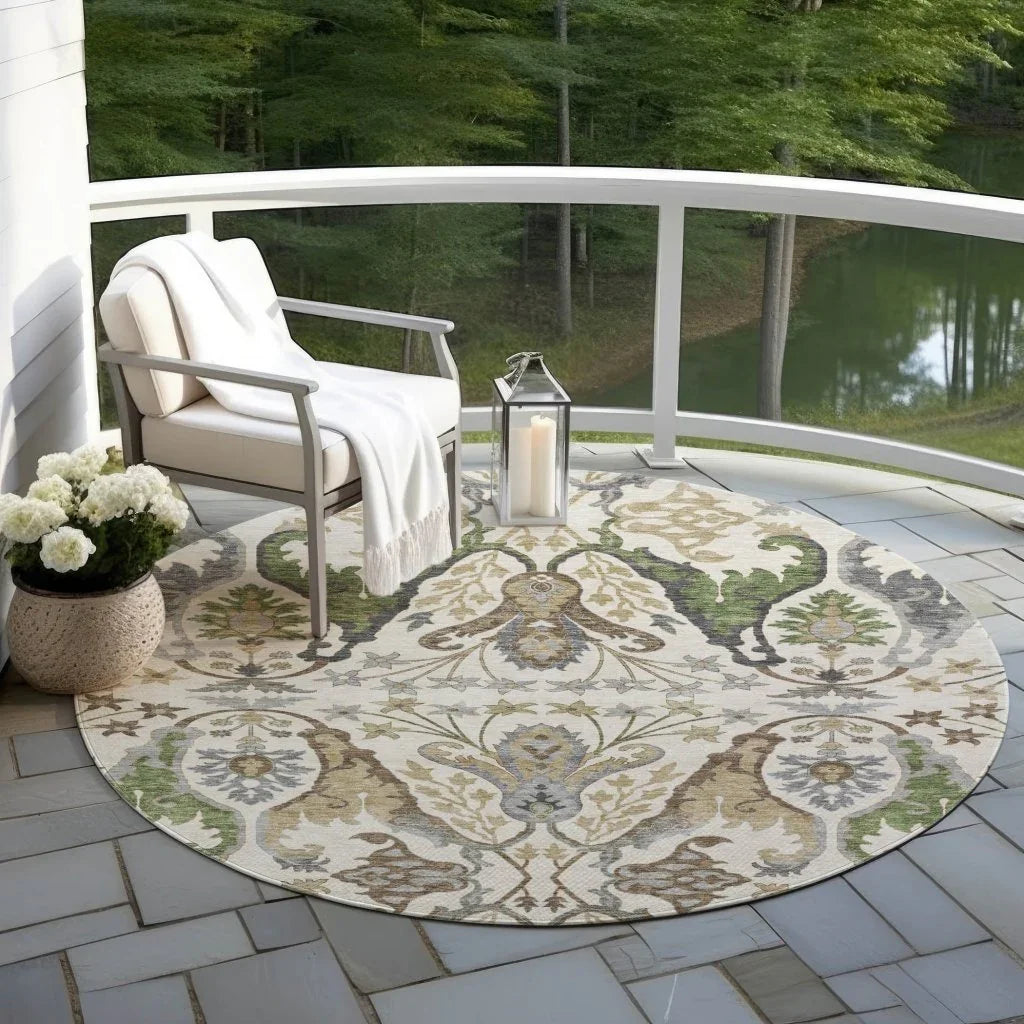 LOOMLAN Rugs Alfreda Ivory Washable Indoor-Outdoor Rug