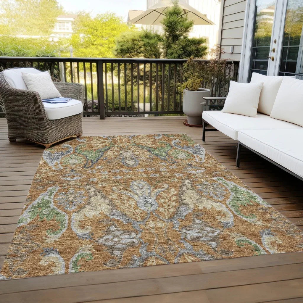 LOOMLAN Rugs Alfreda Orange Washable Indoor-Outdoor Rug