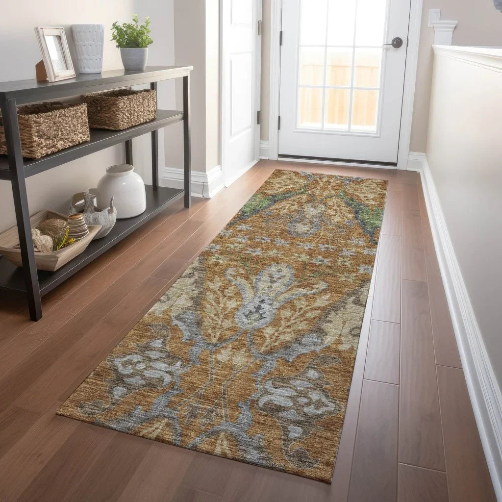 LOOMLAN Rugs Alfreda Orange Washable Indoor-Outdoor Rug