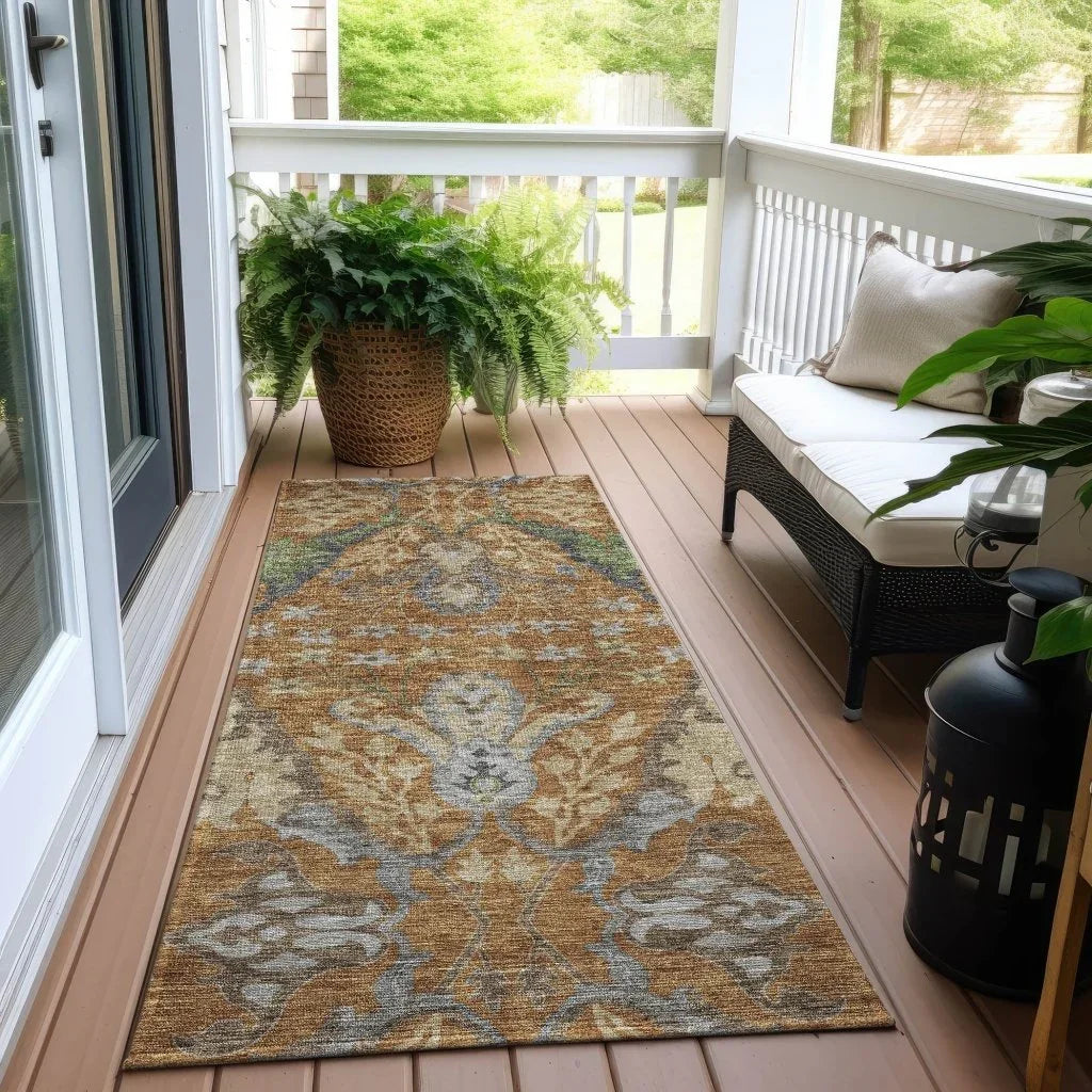 LOOMLAN Rugs Alfreda Orange Washable Indoor-Outdoor Rug