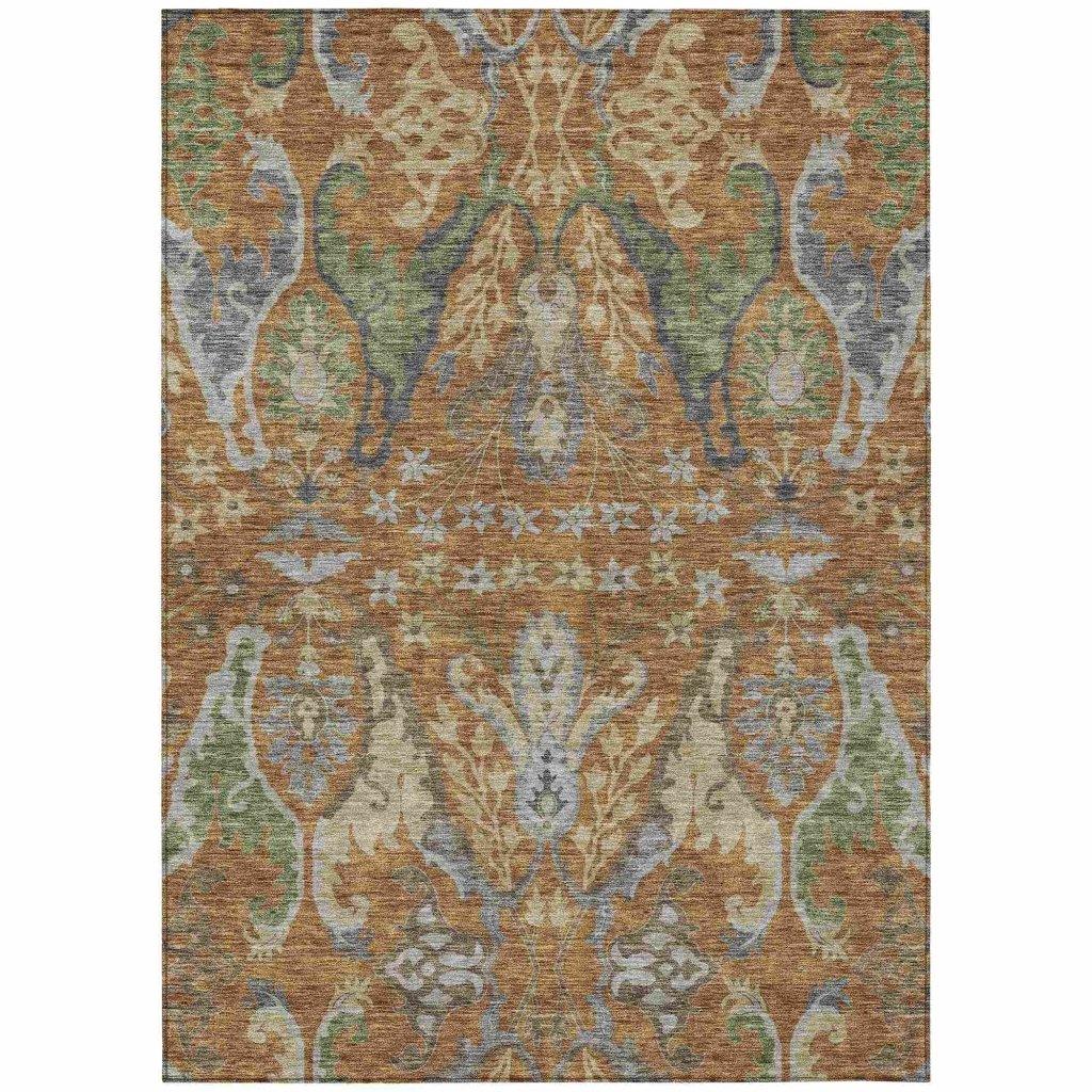 LOOMLAN Rugs Alfreda Orange Washable Indoor-Outdoor Rug