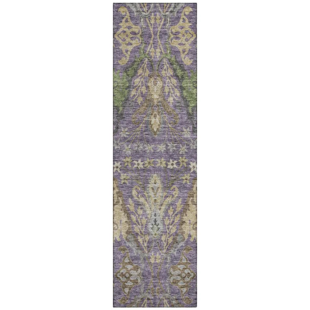 LOOMLAN Rugs Alfreda Purple Washable Indoor-Outdoor Rug