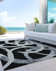 LOOMLAN Rugs Aloura Black Washable Indoor-Outdoor Rug