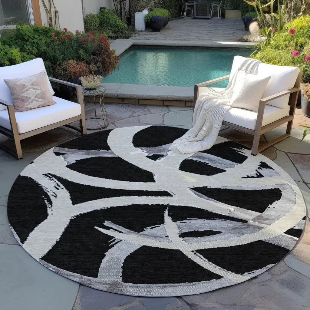 LOOMLAN Rugs Aloura Black Washable Indoor-Outdoor Rug