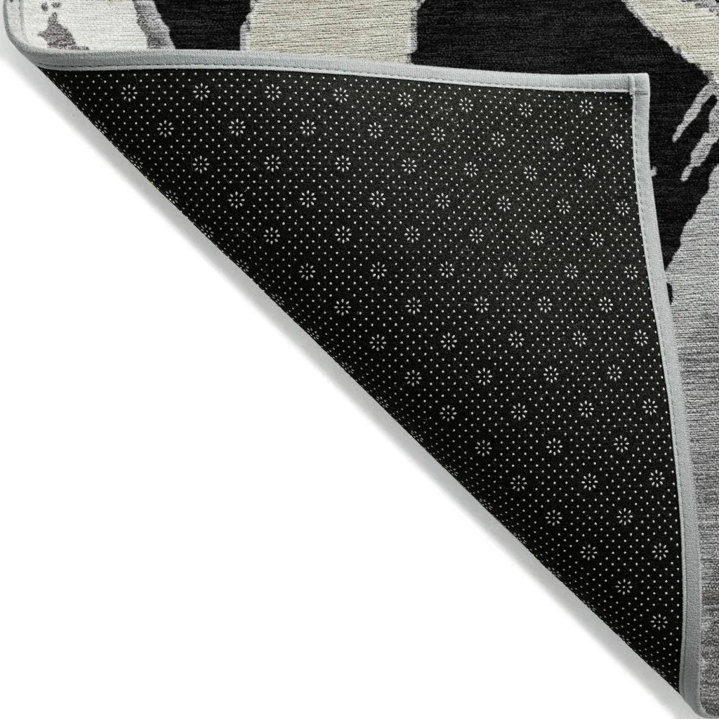 LOOMLAN Rugs Aloura Black Washable Indoor-Outdoor Rug