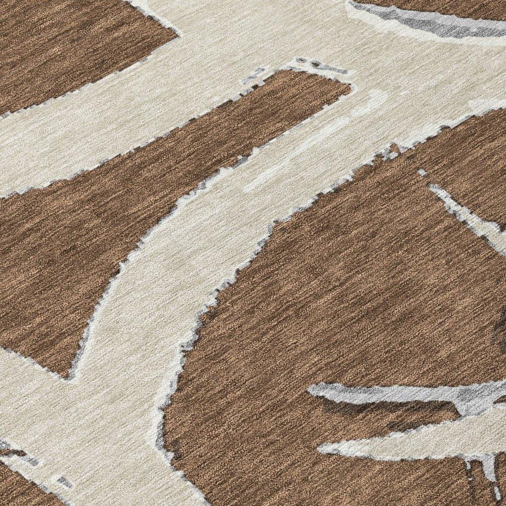 LOOMLAN Rugs Aloura Brown Washable Indoor-Outdoor Rug