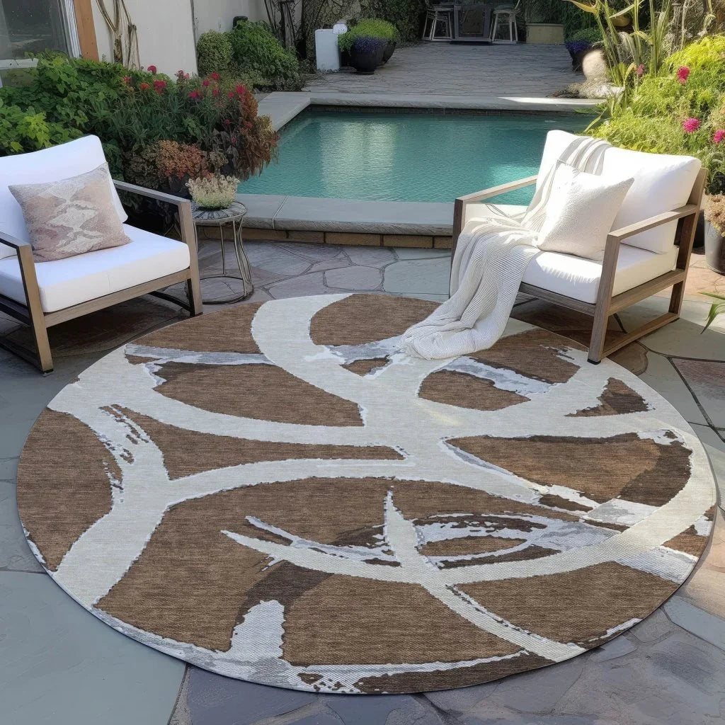 LOOMLAN Rugs Aloura Brown Washable Indoor-Outdoor Rug