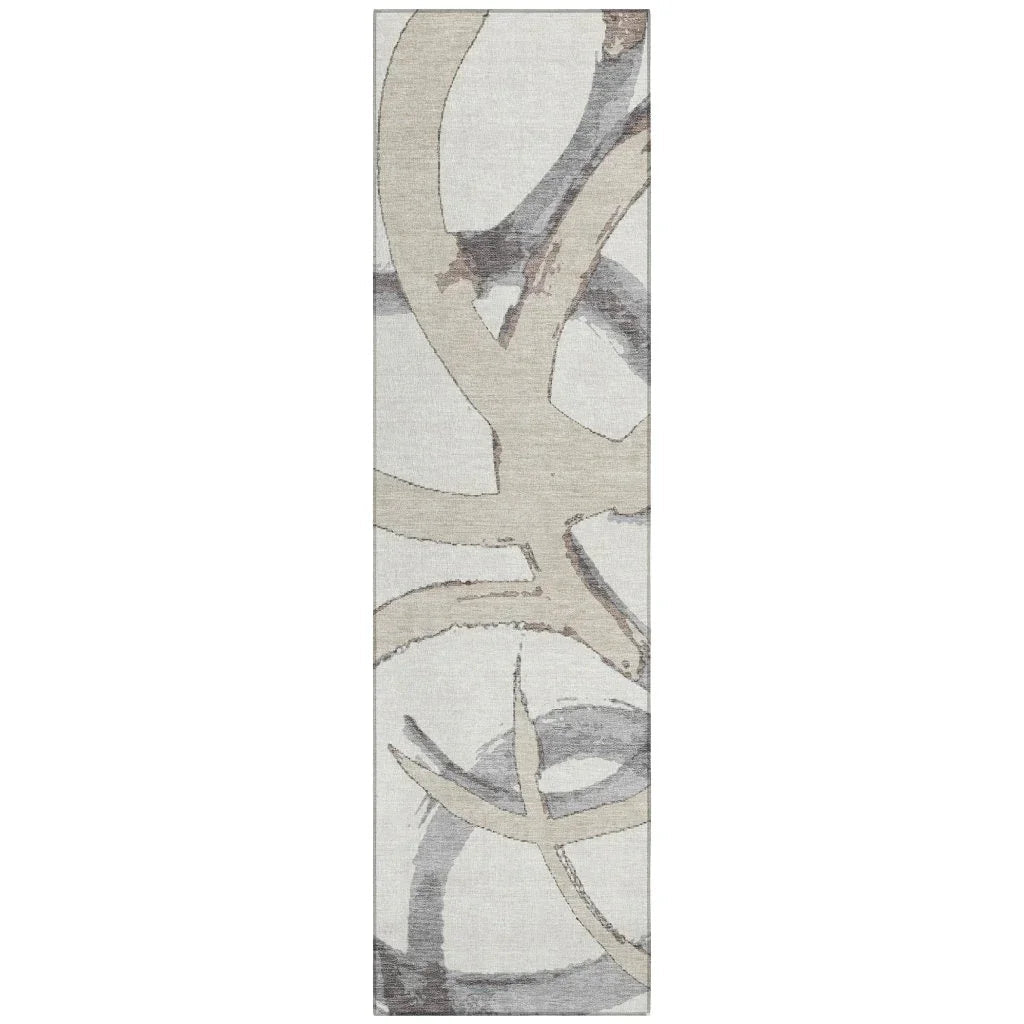 LOOMLAN Rugs Aloura Ivory Washable Indoor-Outdoor Rug
