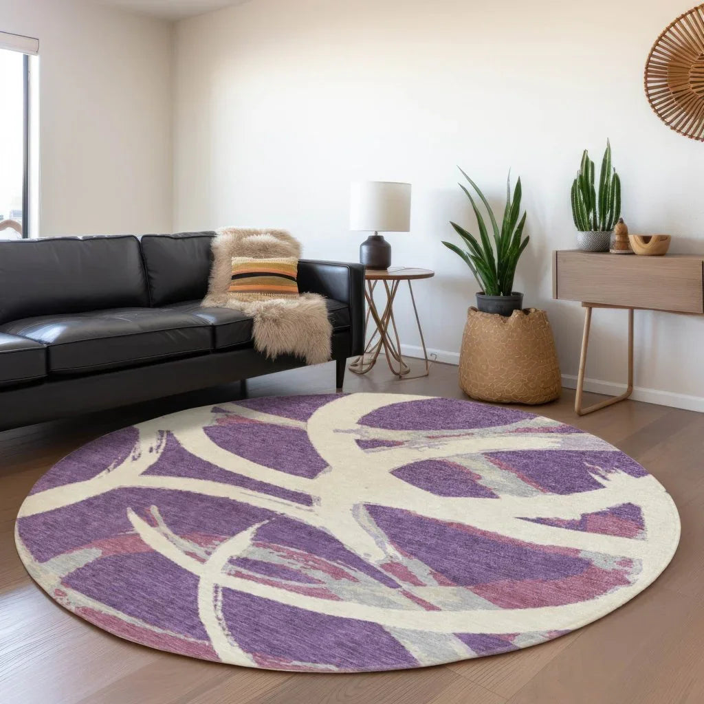 LOOMLAN Rugs Aloura Purple Washable Indoor-Outdoor Rug