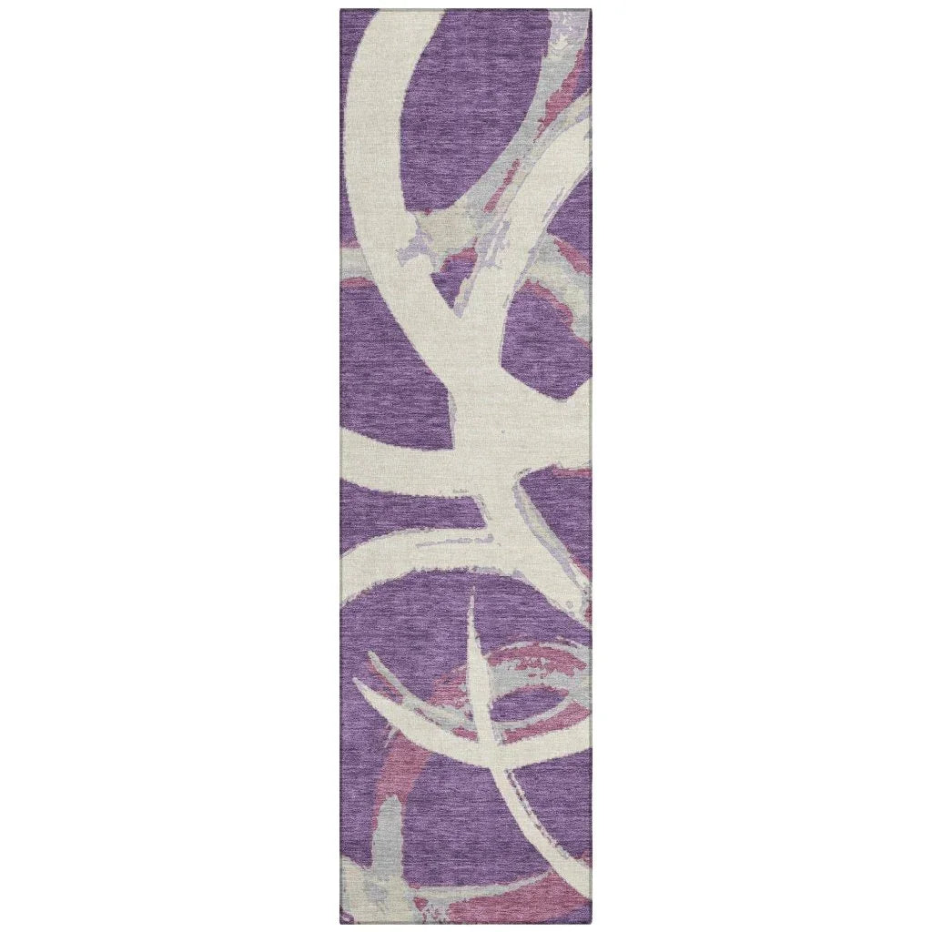 LOOMLAN Rugs Aloura Purple Washable Indoor-Outdoor Rug
