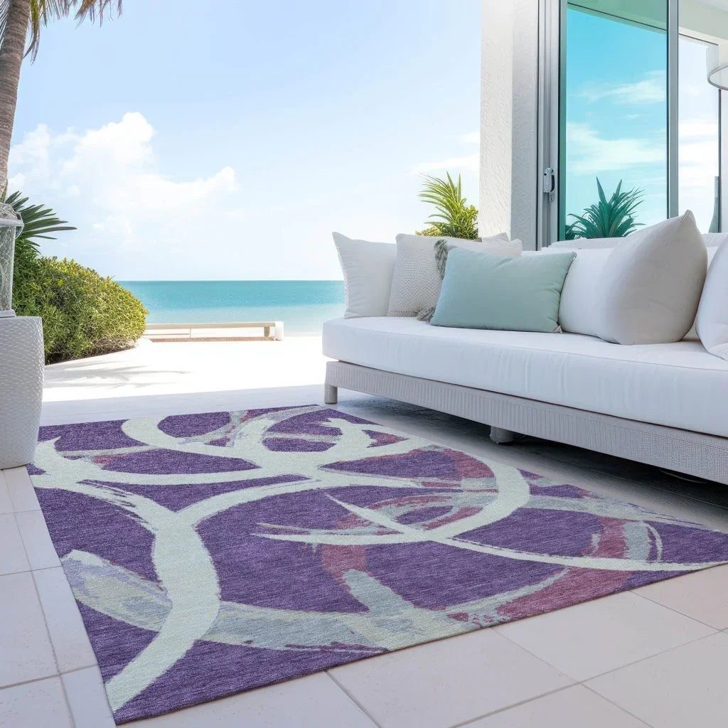 LOOMLAN Rugs Aloura Purple Washable Indoor-Outdoor Rug