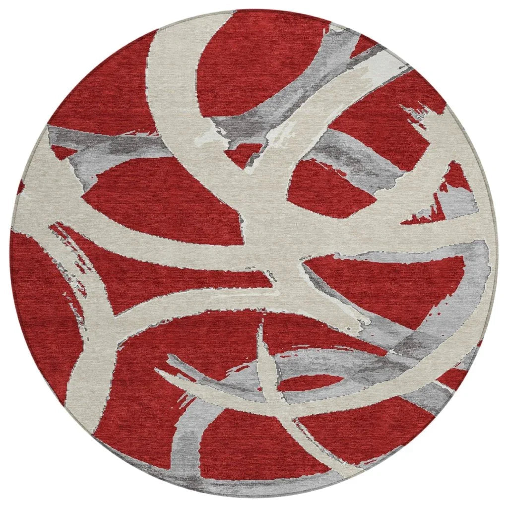 LOOMLAN Rugs Aloura Red Washable Indoor-Outdoor Rug
